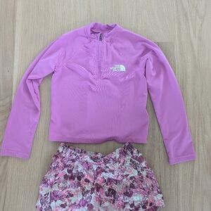 The North Face Kids Pink Rashguard with Floral Swim Bottoms
